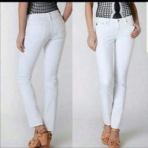 AG | Stevie Ankle Slim Straight Leg White Jeans
